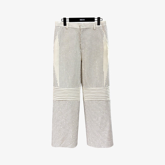 Hand-embellished rhinestone pants