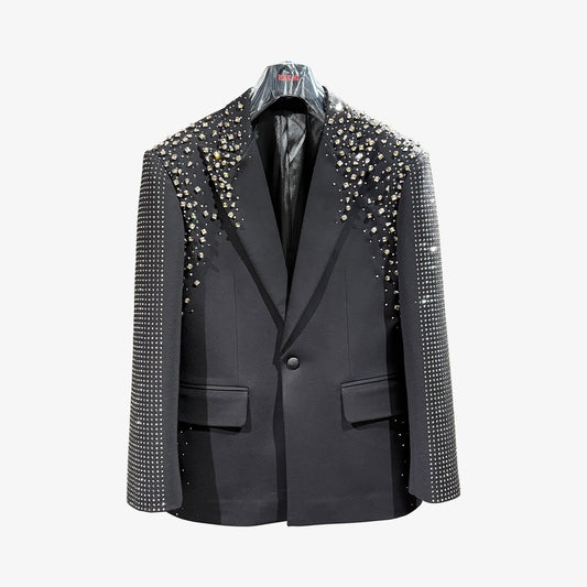 Hand-applied rhinestone suit