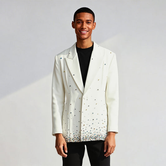 Beaded Gradient Rhinestone Blazer