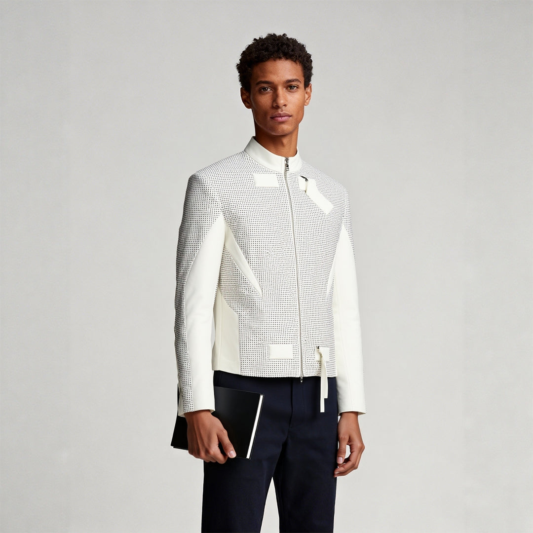 White Diamond Handmade Fully Studded Jacket