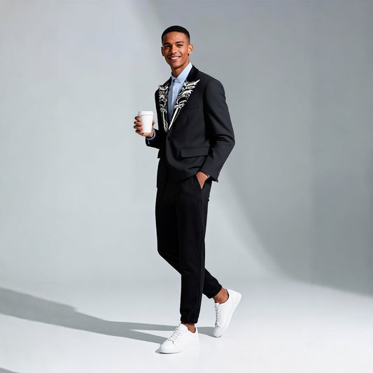 Blazer with Silver Beaded Inner Collar