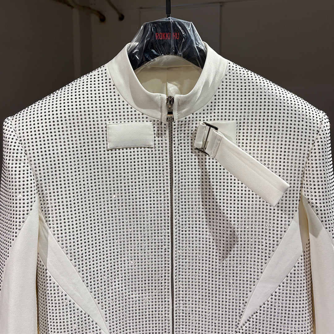 White Diamond Handmade Fully Studded Jacket