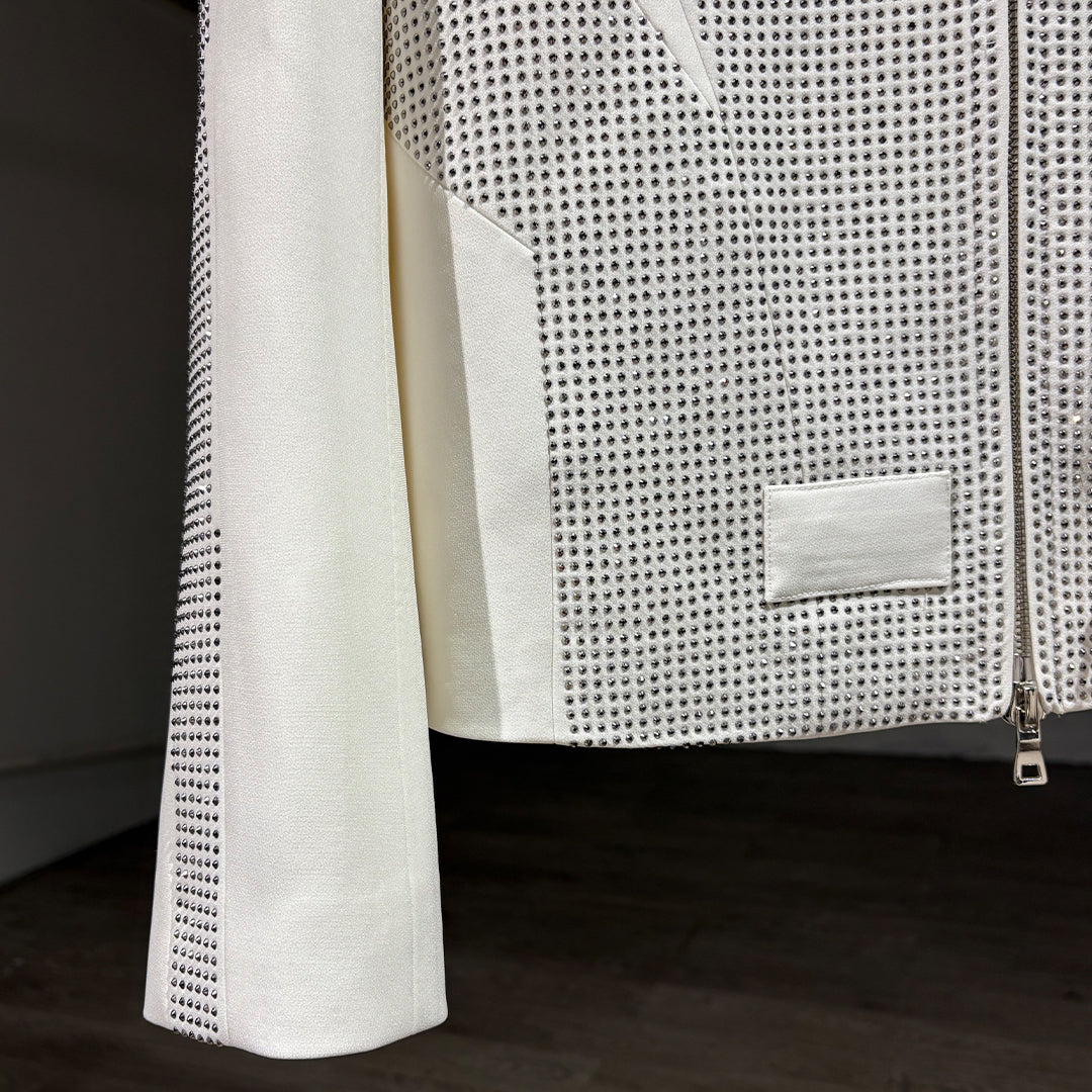 White Diamond Handmade Fully Studded Jacket
